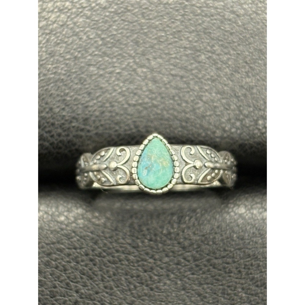 New Condition Sterling Silver Turquoise Butterfly Shank Ring 925 Size 7 F24